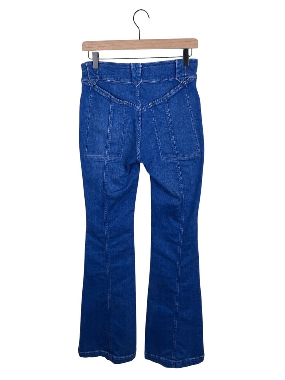 Free People Layla Boho High Rise Flare Leg Jeans Size 26 Electric Blue Denim - Picture 4 of 11